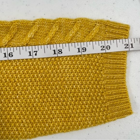 NWT Ann Taylor Butter Yellow and White Cable Knit Cowl Neck Cotton Sweater Dress - Picture 13 of 14